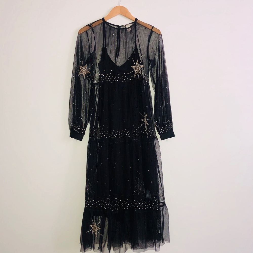 H&M black and gold maxi dress